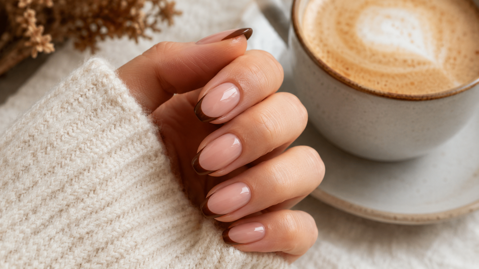 Chocolate Brown French Tips September Nail Ideas 2026